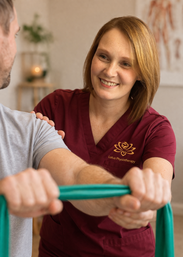 Female physiotherapist assisting a paitent.